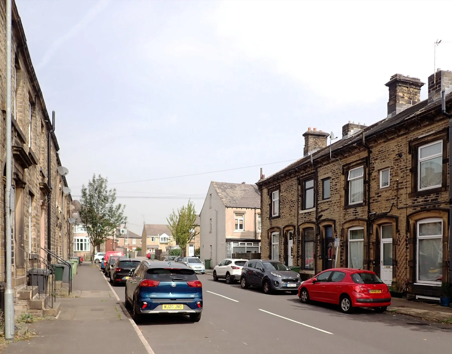 Stone terraced houses on Mint Street in Marsh, Huddersfield
