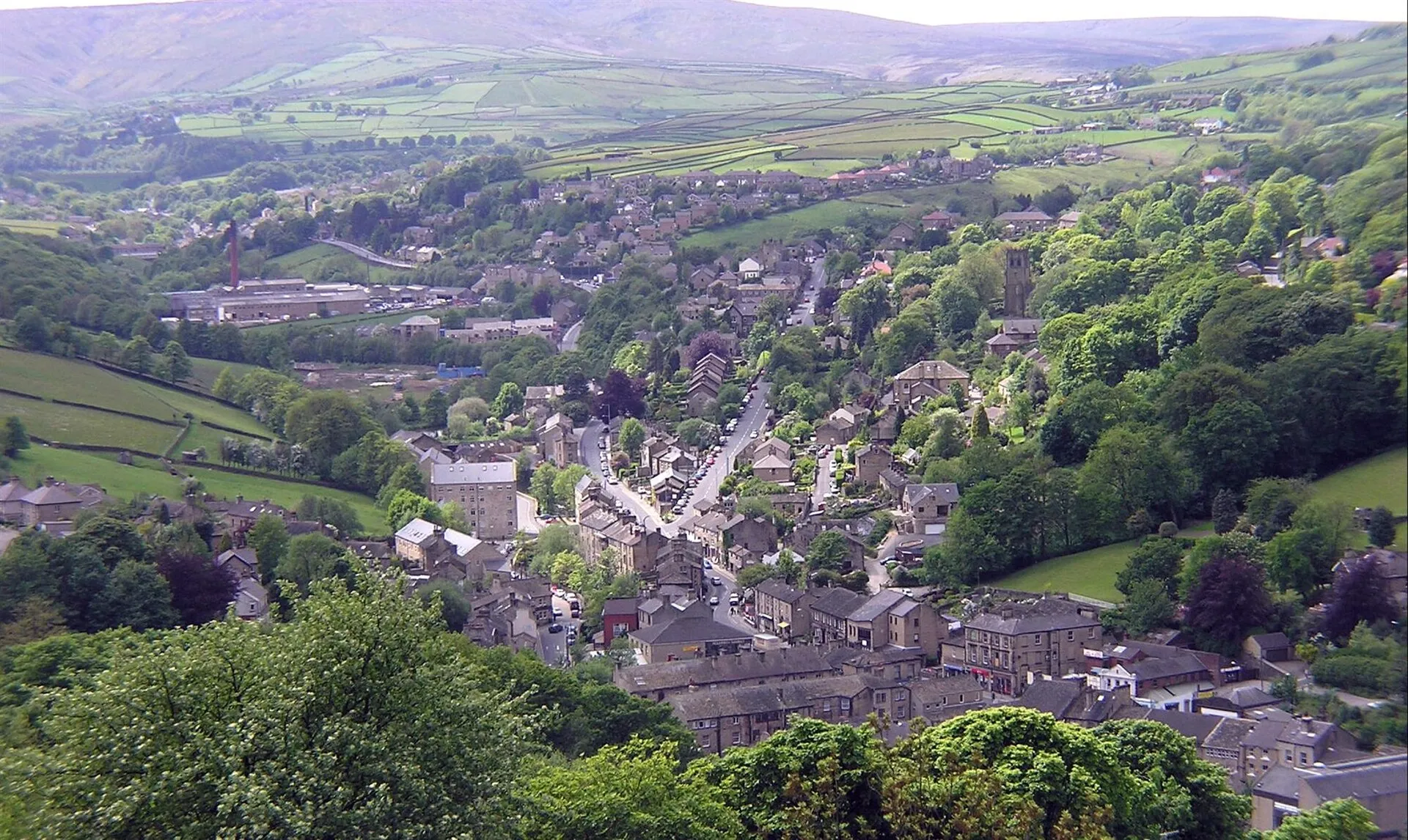 Holmfirth town centre in the Holme Valley, West Yorkshire